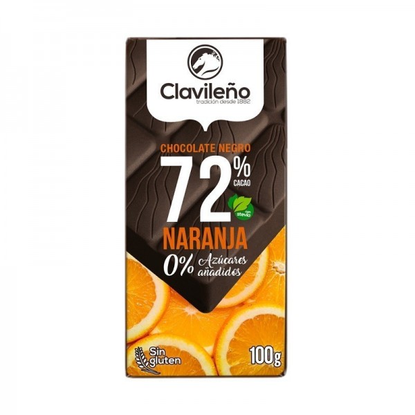 Chocolate Negro 72% con Naranja Sin azúcares