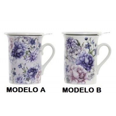 Mug Porcelana Flores Azules