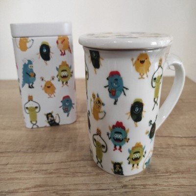 Conjunto de mug y caja para té - Monsters
